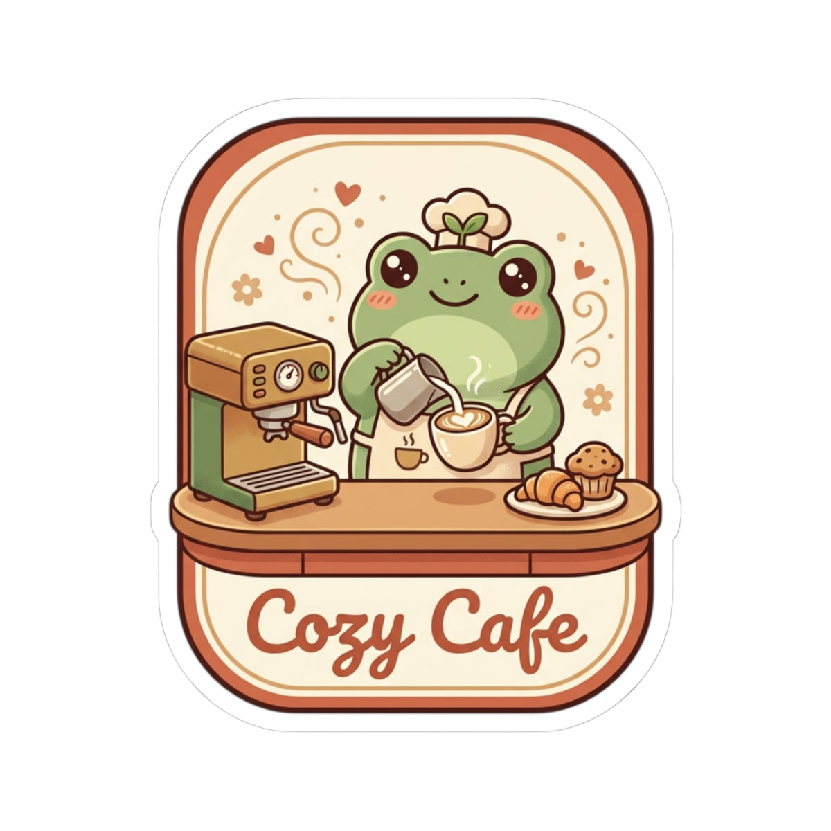 Cozy Cafe Sticker — Frog Barista