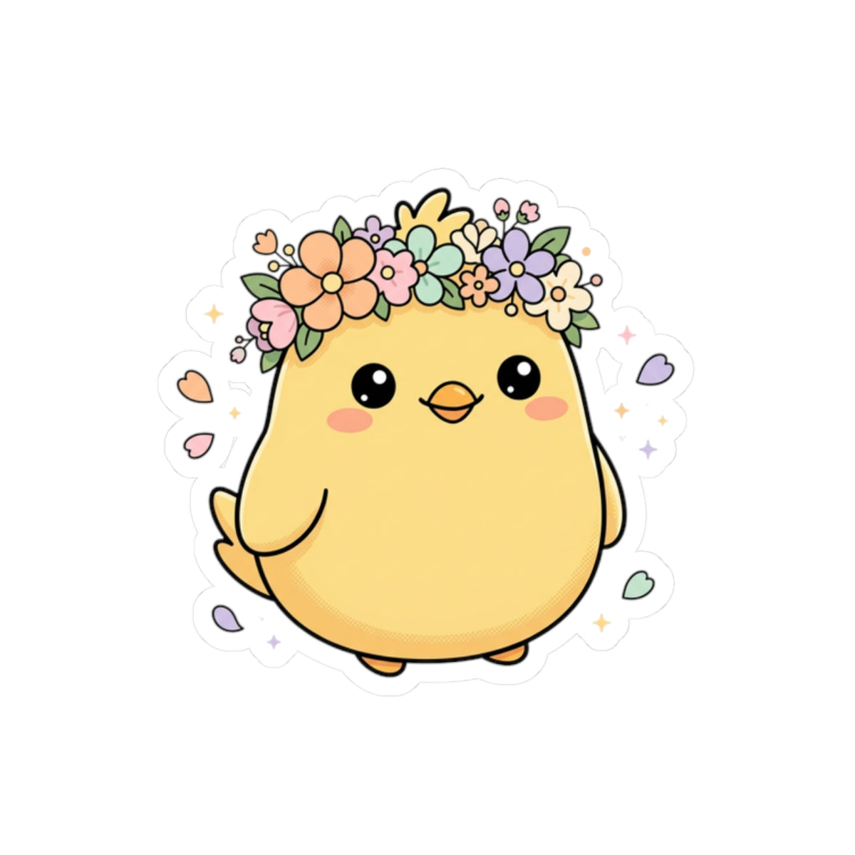 Adorable Yellow Bird with Flower Crown Sticker