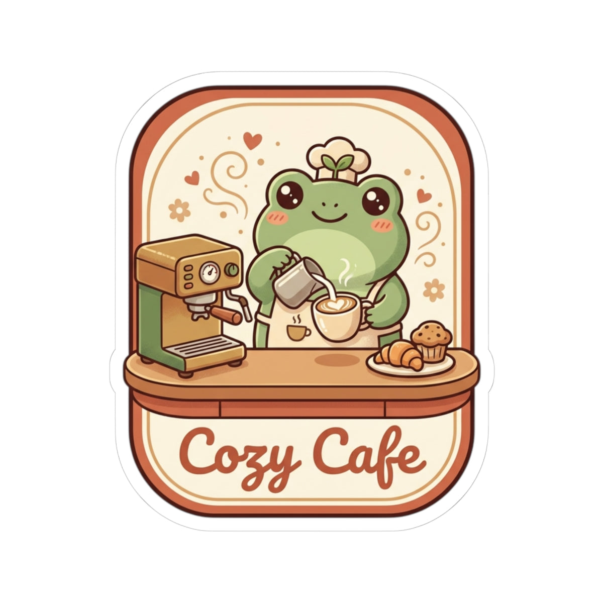 Cozy Cafe Sticker — Frog Barista