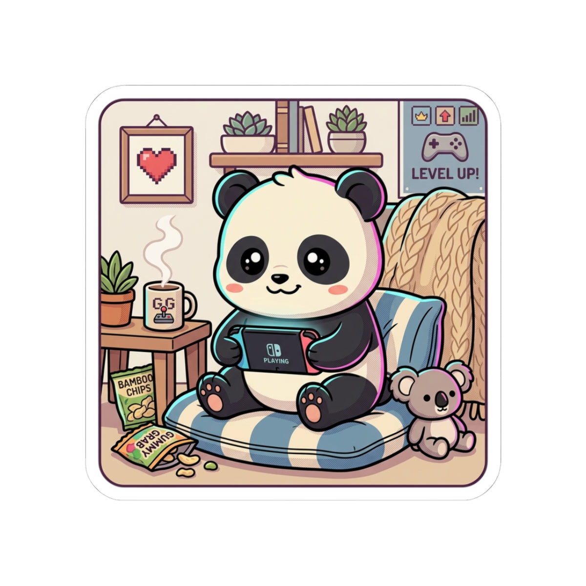 Cozy Gamer Panda Sticker